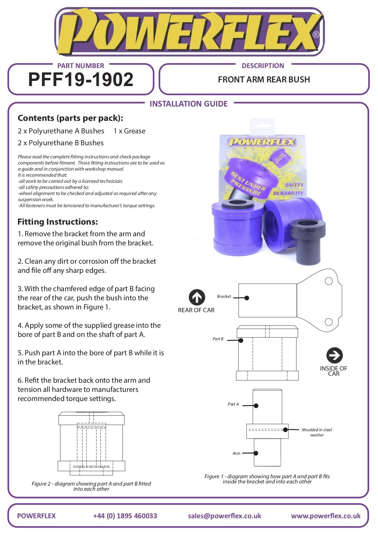 For Volvo V60 (2011 on) PowerFlex Black Front Arm Rear Bush