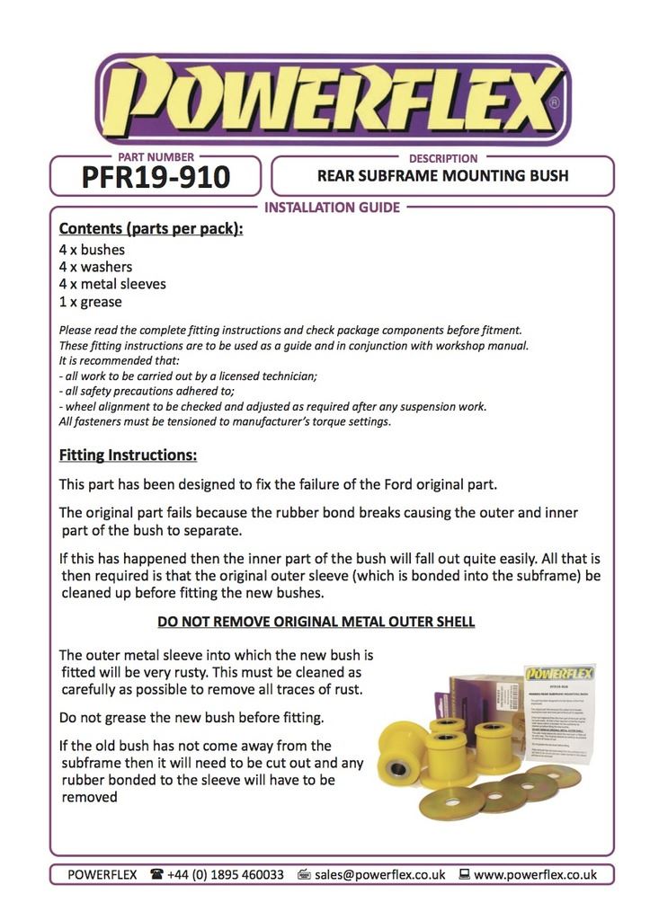 For Ford Mondeo 2000-2007 PowerFlex Black Series Rear Subframe Mounting Bushes