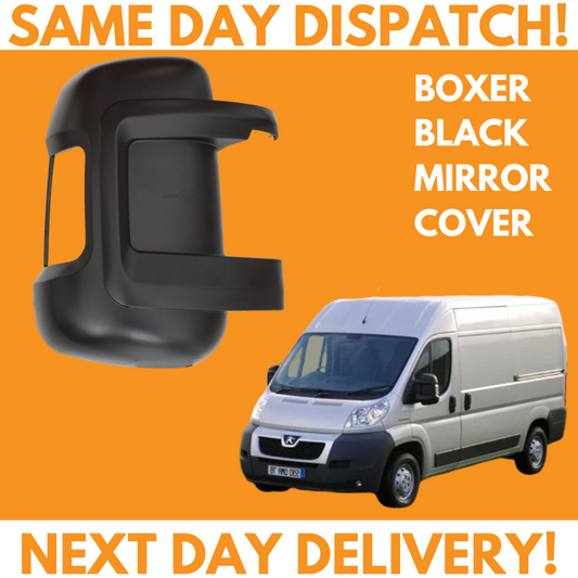 Peugeot Boxer 2006-2020 Short Arm Wing Mirror Cover Black Right Side