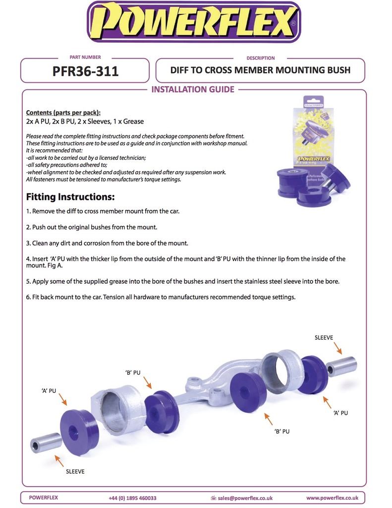For Mazda RX-7 1992-2002 PowerFlex Rear Diff To Cross Member Bush