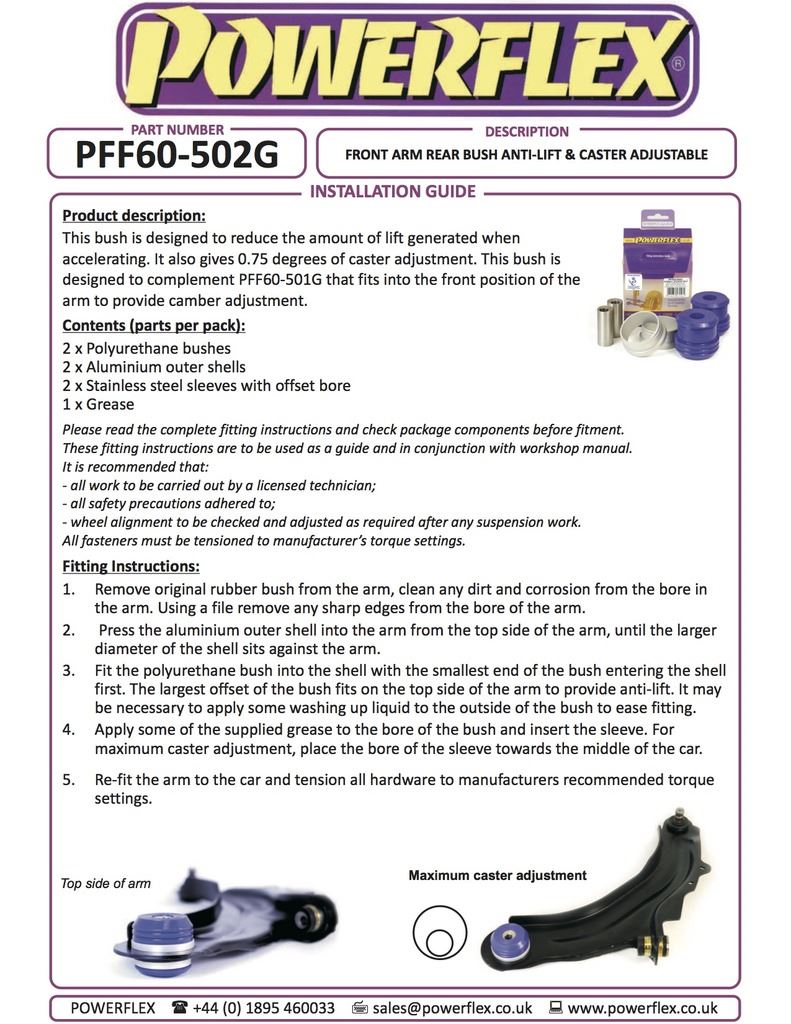 For Renault Scenic II 2003-2009 PowerFlex Black Series Front Arm Rear Bush