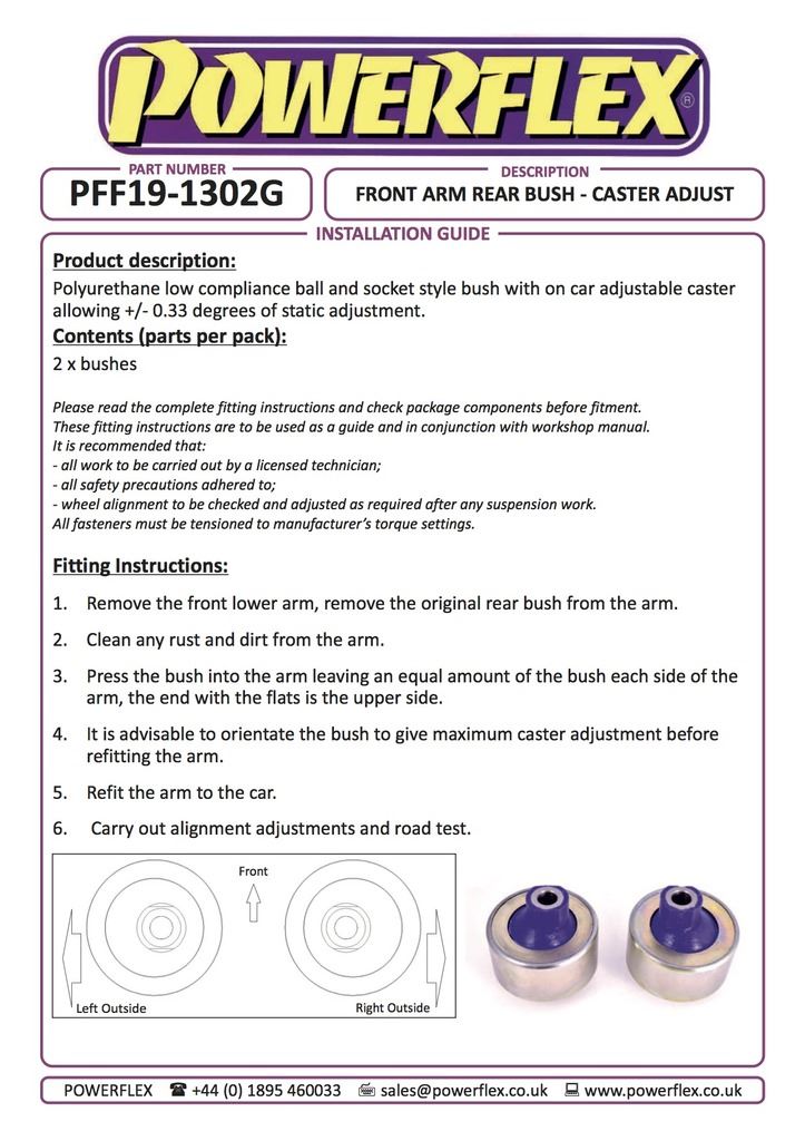 For Jaguar X Type 2001-2009 PowerFlex Front Arm Rear Bush