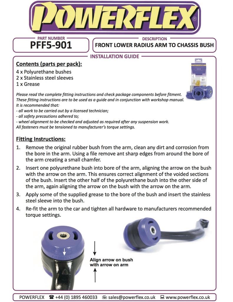 For BMW E83 X3 2003-2010 PowerFlex Black Front Lower Radius Arm To Chassis Bush