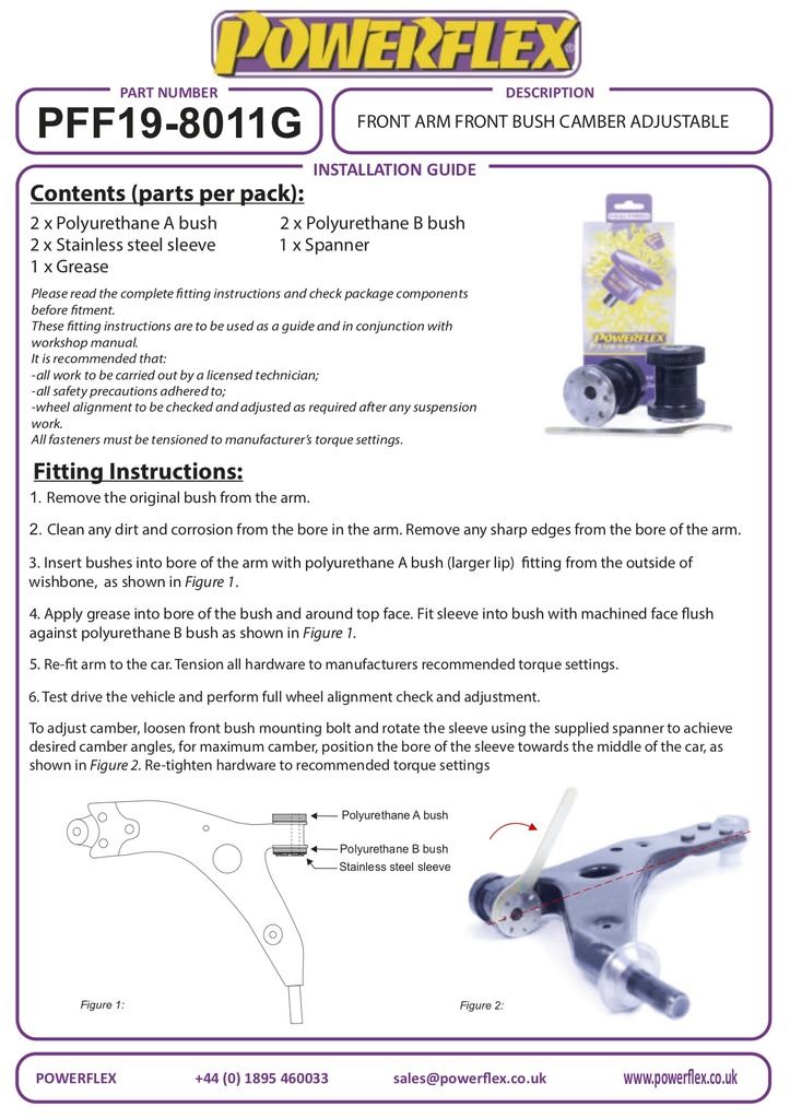 Mazda 3 BL 2009-2013 PowerFlex Black Front Wishbone Bush Camber Adjustable