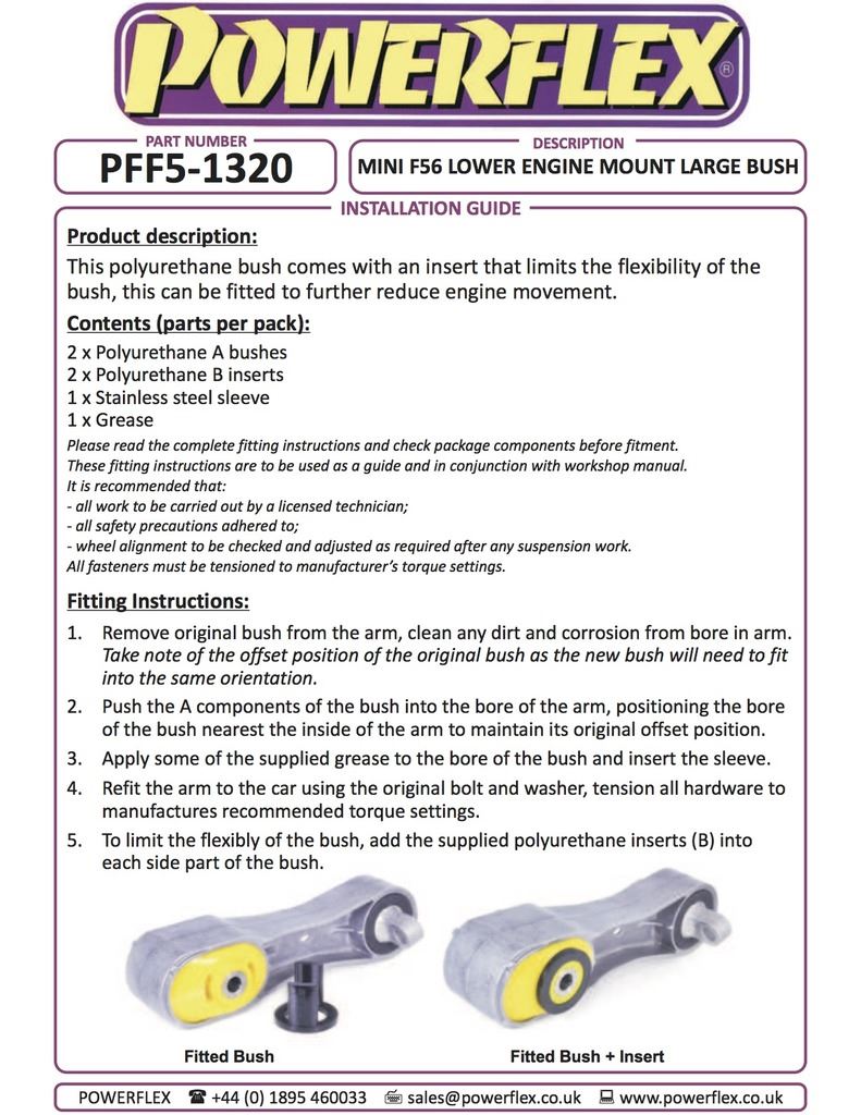 For Mini Generation 3 F56 2014 on PowerFlex Black Lower Engine Mount Large Bush