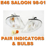 BMW 3 SERIES E46 4 DOOR 1998-2001 FRONT INDICATORS CLEAR 1 PAIR O/S & N/S