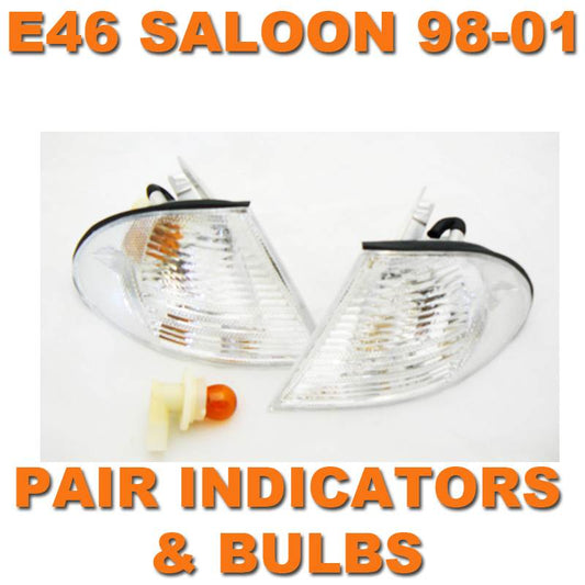 BMW 3 SERIES E46 4 DOOR 1998-2001 FRONT INDICATORS CLEAR 1 PAIR O/S & N/S