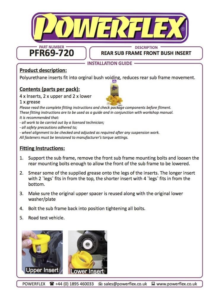 For Subaru Forester 05/08 on PowerFlex Rear Subframe Front Bush Insert 06/10 on