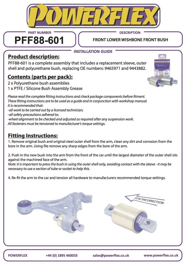 For Volvo XC70 2007-2011 PowerFlex Front Lower Wishbone Front Bush