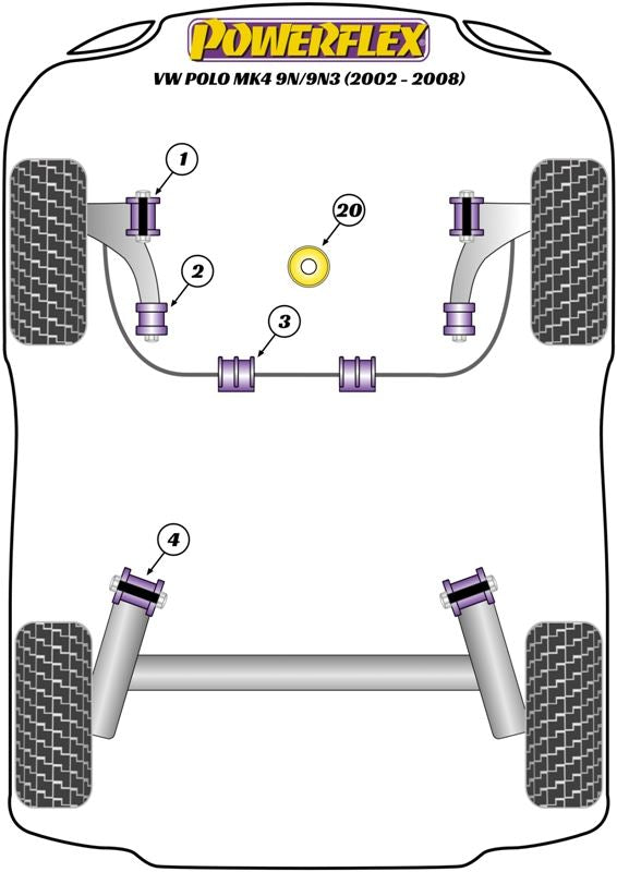 VW Polo MK4 9N/9N3 (2002-2008) PowerFlex Front Wishbone Rear Bush Caster Offset