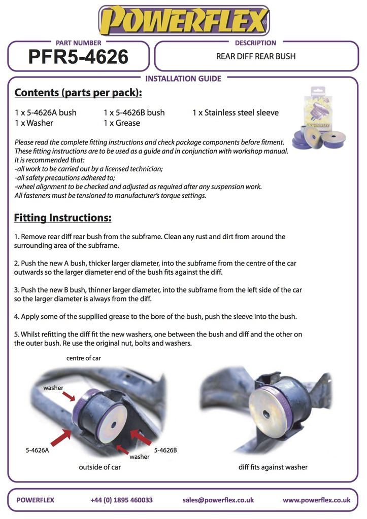 For BMW E83 X3 2003-2010 PowerFlex Rear Diff Rear Bush