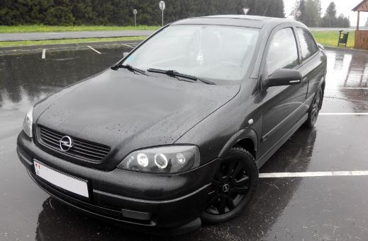 VAUXHALL ASTRA G MK4  1998-2004 BLACK ANGEL EYES HEADLIGHTS PAIR