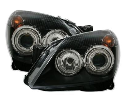 VAUXHALL ASTRA H MK5  5/2004-2010 BLACK ANGEL EYES HEADLIGHTS PAIR