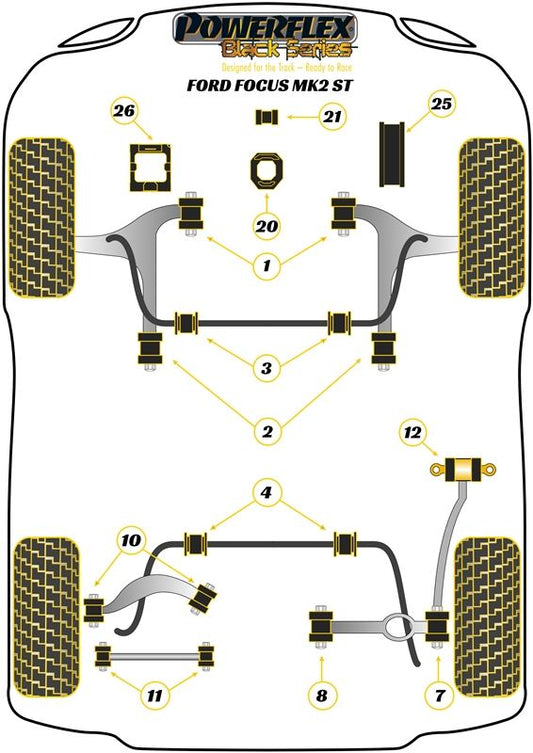 Ford Focus Mk2 ST 2005-2010 PowerFlex Black Upper Right Engine Mount Insert