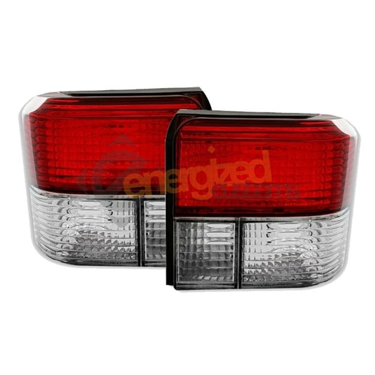 VW TRANSPORTER T4 & CARAVELLE 90-03 REAR TAIL LIGHTS CRYSTAL RED & CLEAR  PAIR