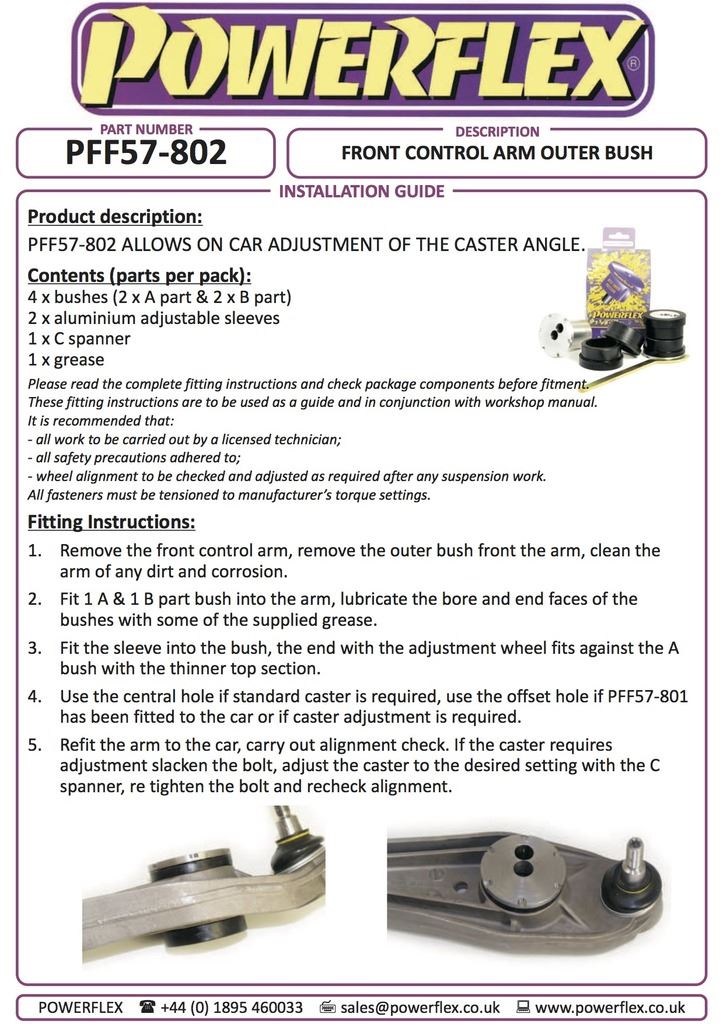 For Porsche Boxster 987 2005-2012 PowerFlex Front Track Control Arm Outer Bush