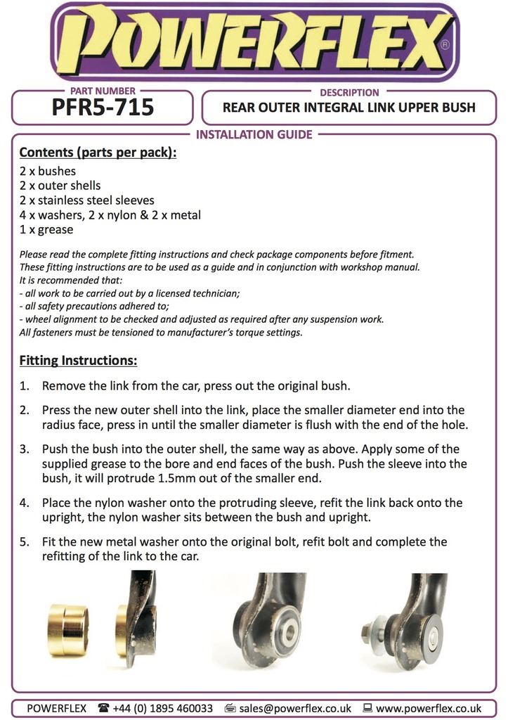 For BMW E53 X5 1999-2006 PowerFlex Black Rear Outer Integral Link Upper Bush