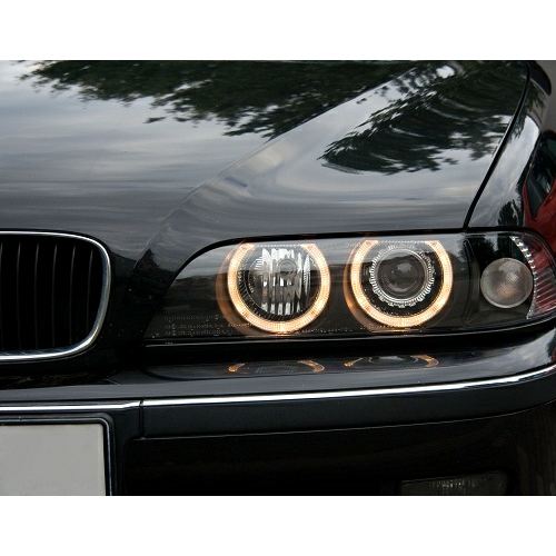 BMW 5 SERIES E39 SALOON & ESTATE 1996-2000 BLACK ANGEL EYES HEADLIGHTS PAIR