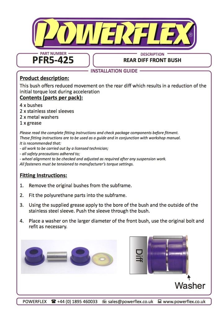For BMW 3 Series 2005-2013 PowerFlex Rear Diff Front Mounting Bush