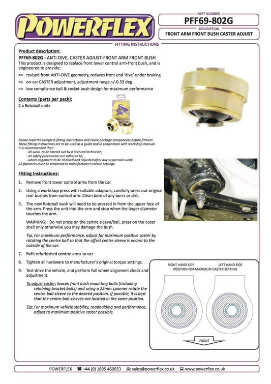 For Subaru BRZ PowerFlex Front Arm Front Bush