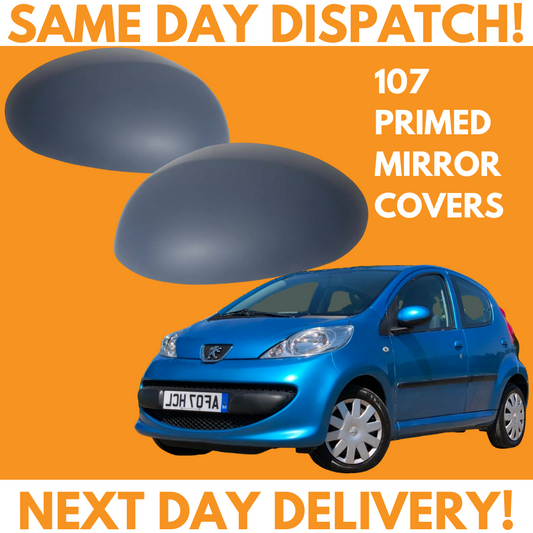 Peugeot 107 2005-2014 Wing Mirror Covers Primed Left & Right Side Pair