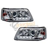 VOLKSWAGEN TRANSPORTER T5 INC.CARAVELLE 2003-2010 CHROME DRL HEADLIGHTS PAIR