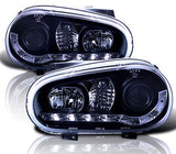 VOLKSWAGEN GOLF MK4  1998-2004 BLACK DRL HEADLIGHTS PAIR