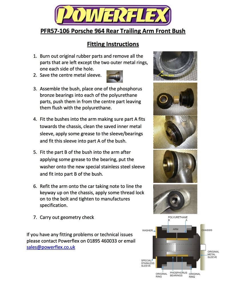 For Porsche 964 1989-1994 PowerFlex Rear Trailing Arm Front Bush