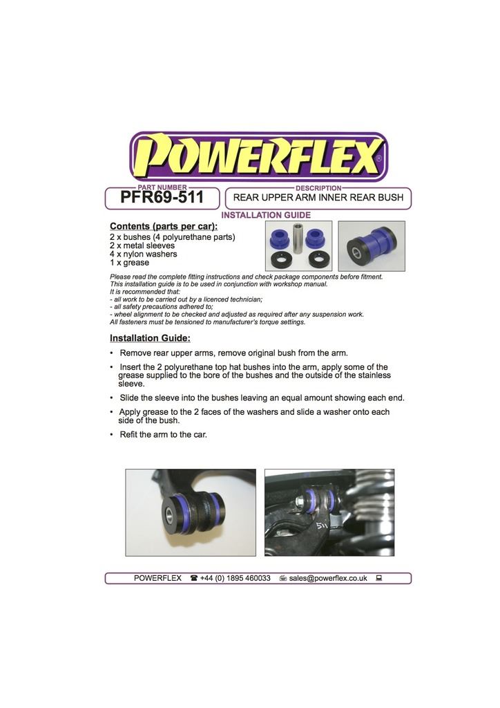 For Scion FR-S PowerFlex Rear Upper Arm Inner Rear Bush