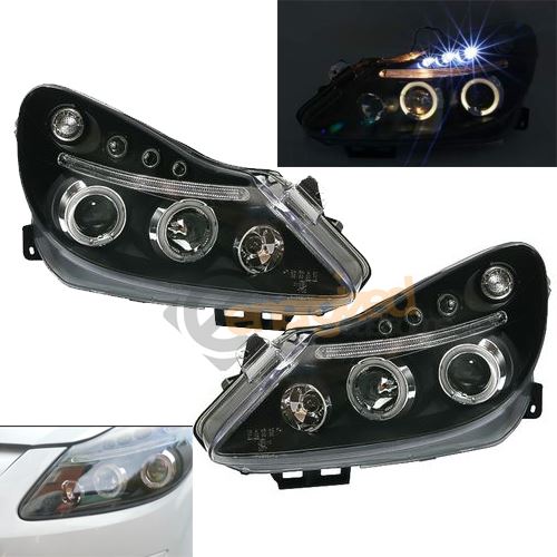 VAUXHALL CORSA D MK3  7/2006-8/2011 BLACK ANGEL EYES HEADLIGHTS PAIR