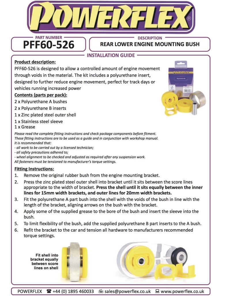 For Renault Clio III Sport 2005-2012 PowerFlex Rear Lower Engine Mounting Bush