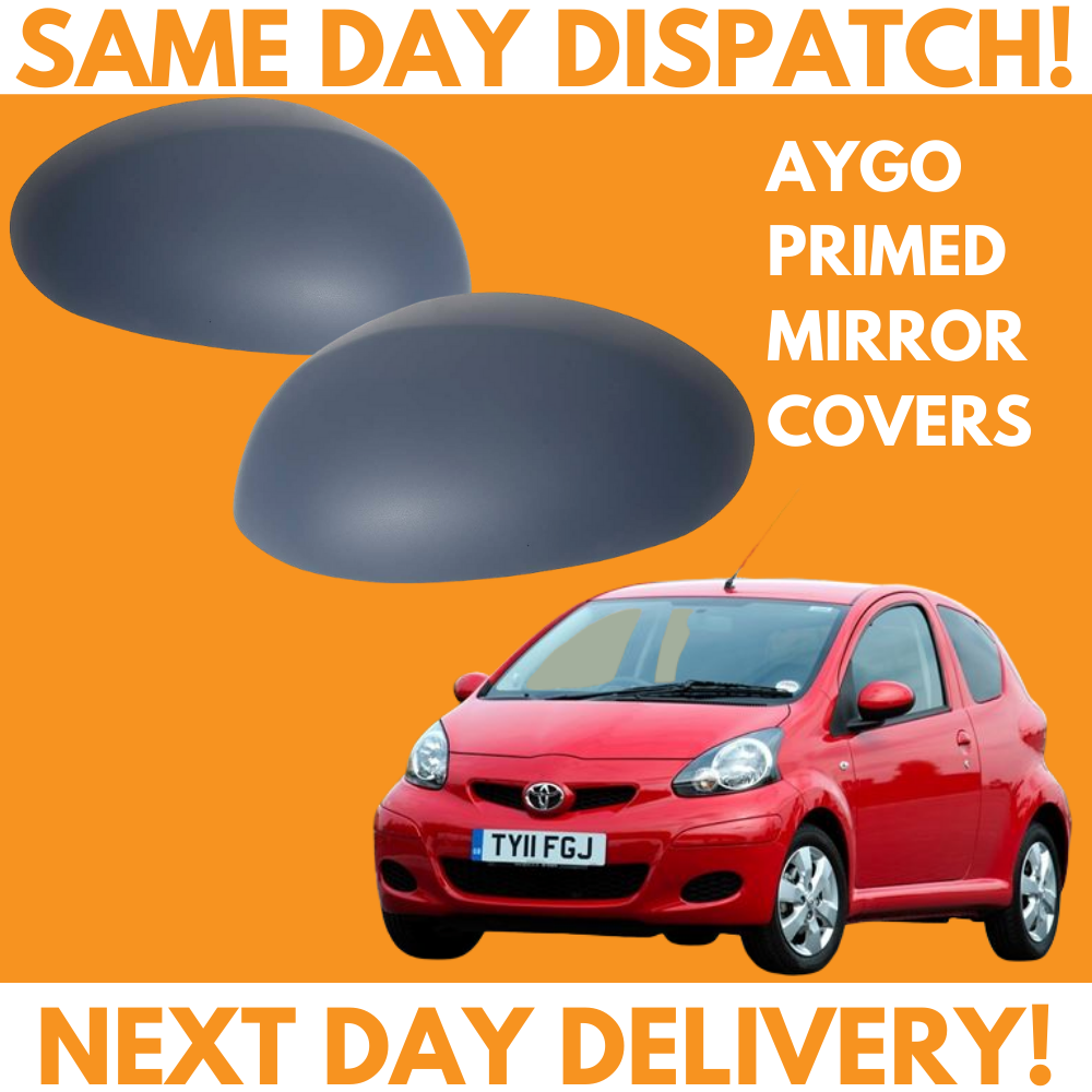 Toyota Aygo 2005-2014 Wing Mirror Covers Primed Left & Right Side Pair