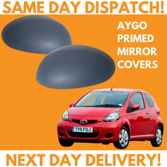 Toyota Aygo 2005-2014 Wing Mirror Covers Primed Left & Right Side Pair