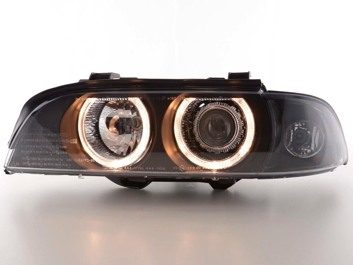 BMW 5 SERIES E39 SALOON & ESTATE 1996-2000 BLACK ANGEL EYES HEADLIGHTS PAIR