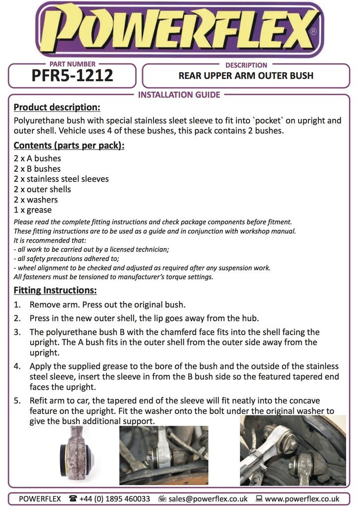 For BMW 3 Series 2005-2013 PowerFlex Rear Upper Arm Outer Bush