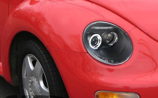 VOLKSWAGEN BEETLE  1998-2005 BLACK ANGEL EYES HEADLIGHTS PAIR