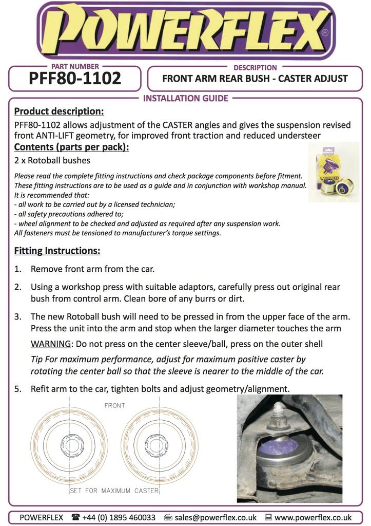 For Fiat Fiorino 2007-on PowerFlex Front Arm Rear Bush
