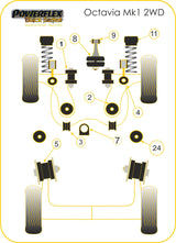 Skoda Octavia Mk1 Typ 1U 2WD (1996-2004) PowerFlex Black Front Wishbone Bush Set