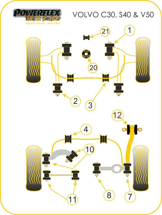 For Volvo C30 2006 onwards PowerFlex Black Series Rear Trailing Arm Blade Bush