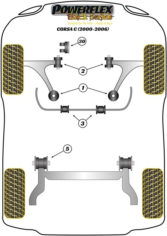 For Vauxhall Corsa C (2000-2006) PowerFlex Black Front Wishbones Bush Set