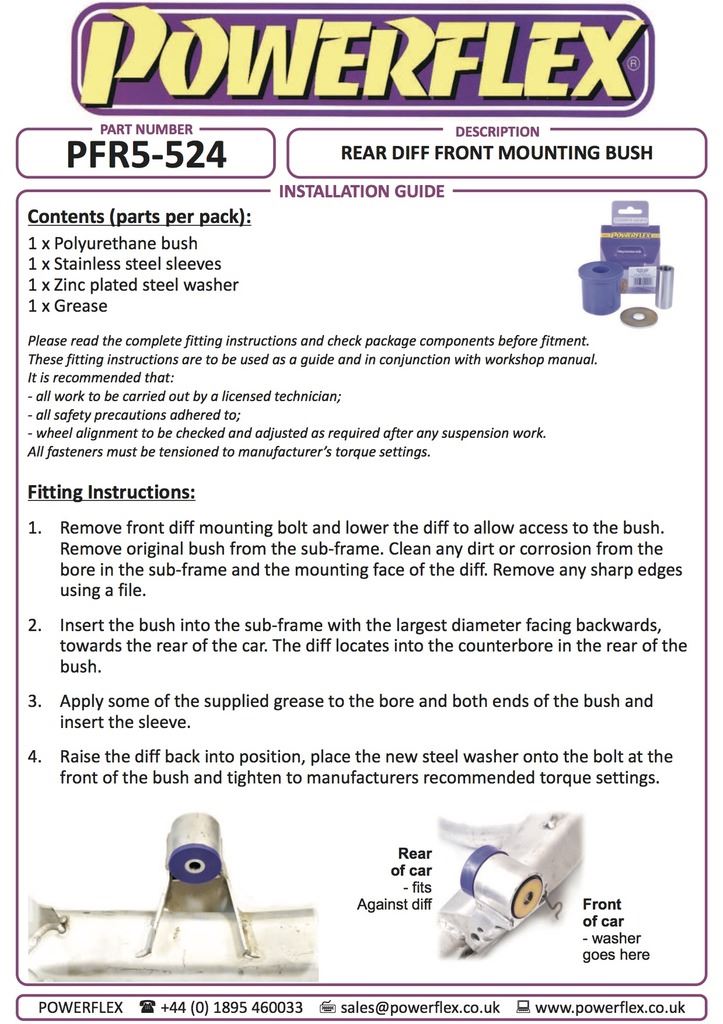 For BMW E38 7 Series 1994-2002 PowerFlex Black Rear Diff Front Mounting Bush