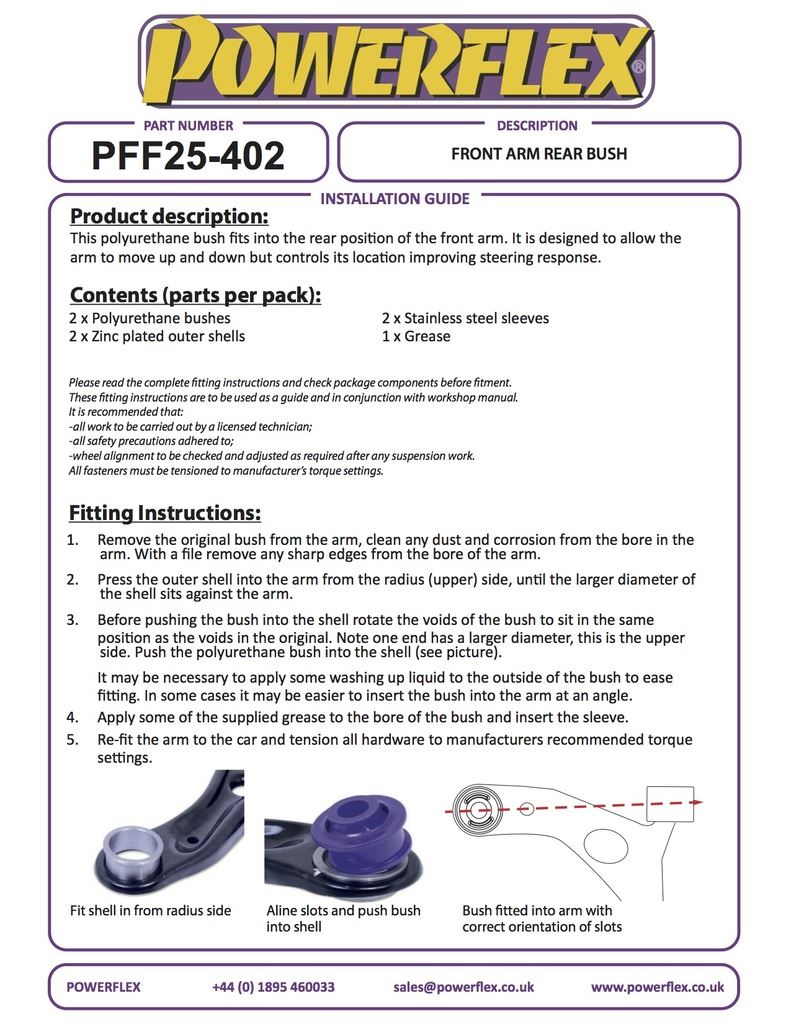 For Honda Jazz/Fit GK5 2014- PowerFlex Front Arm Rear Bush