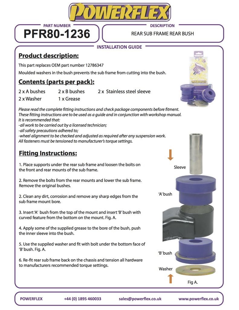 For Saab 9-3 2003-2014 PowerFlex Rear Subframe Rear Bush