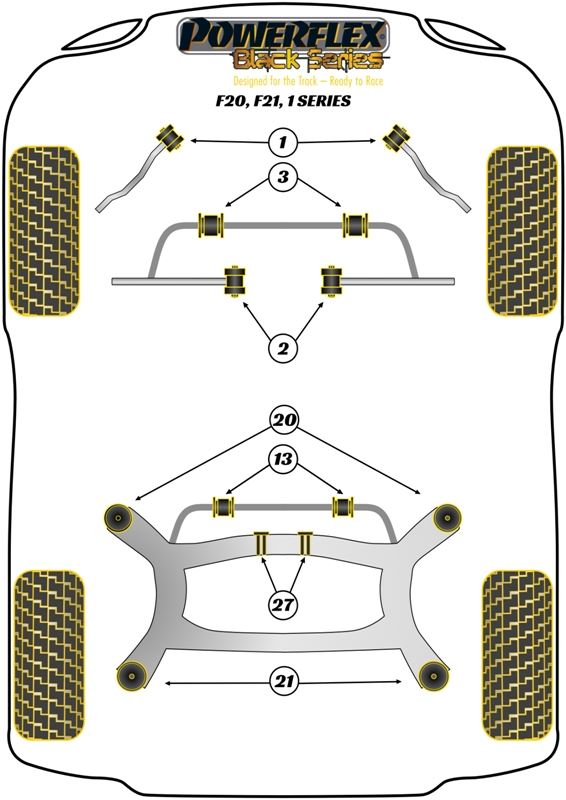 BMW F20, F21 1 Series 2011- PowerFlex Black Front Control Arm to Chassis Bush