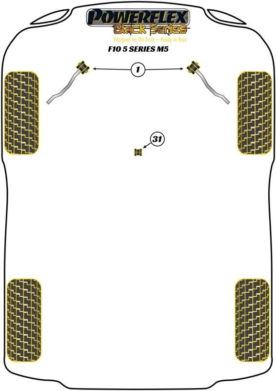 BMW F10 5 Series M5 (2010-2016) PowerFlex Black Shift Arm Front Bush Oval