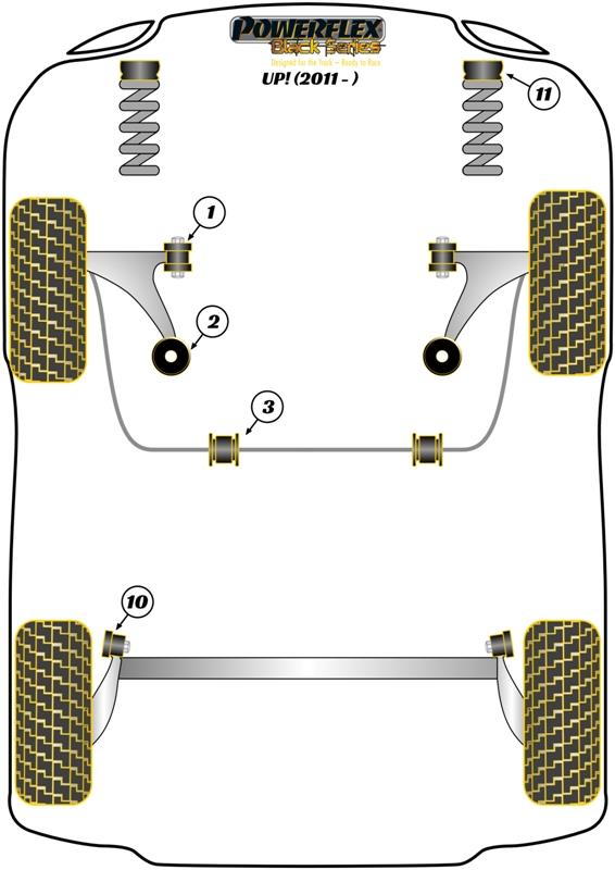 VW Up! (2011 -) PowerFlex Black Rear Beam Mounting Bush