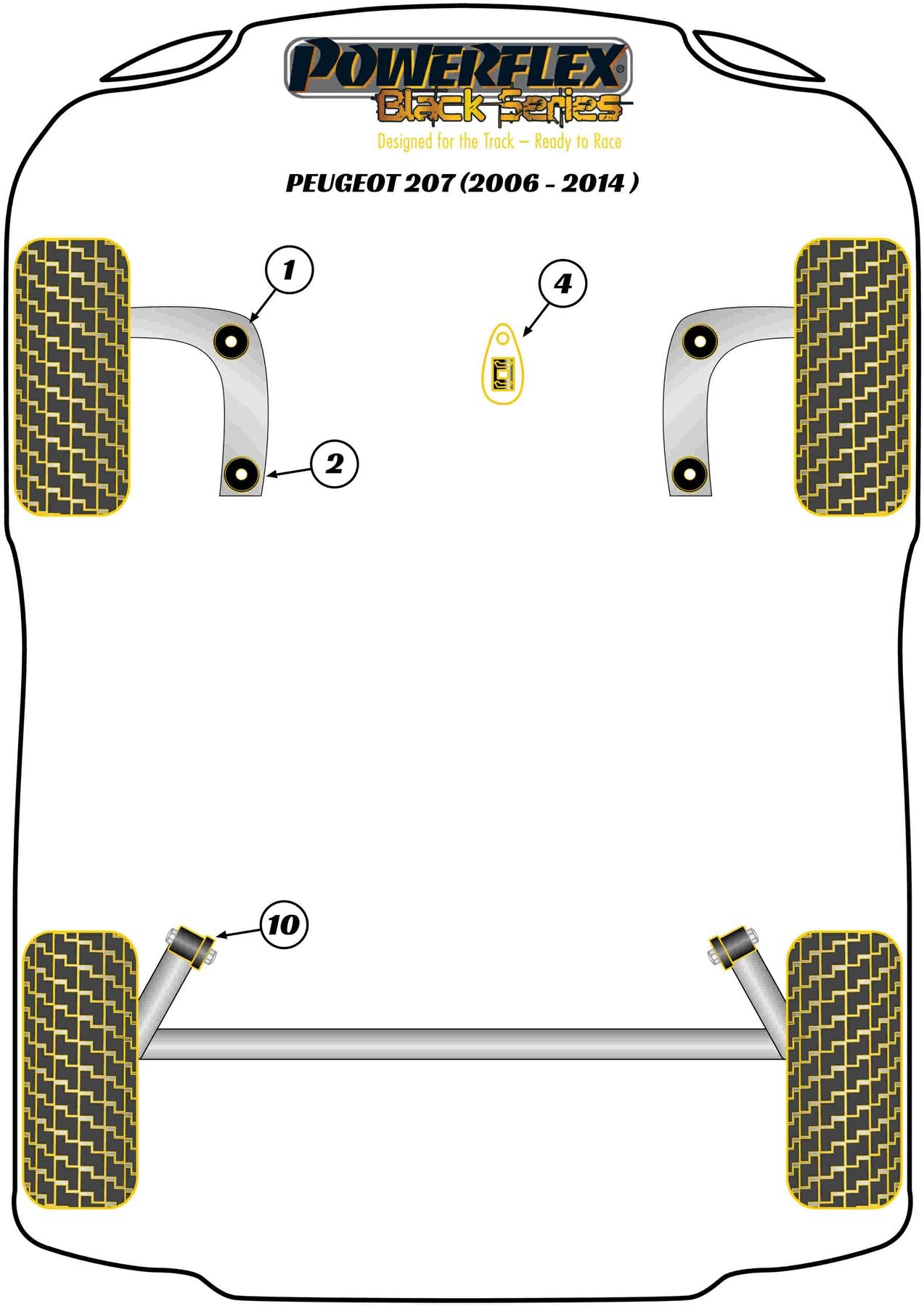 Peugeot 207 (2006-2014) PowerFlex Black Front Arm Front Bush