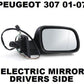 Peugeot 307 2001-7/2005 Electric Wing Door Mirror Primed Cover Drivers Side