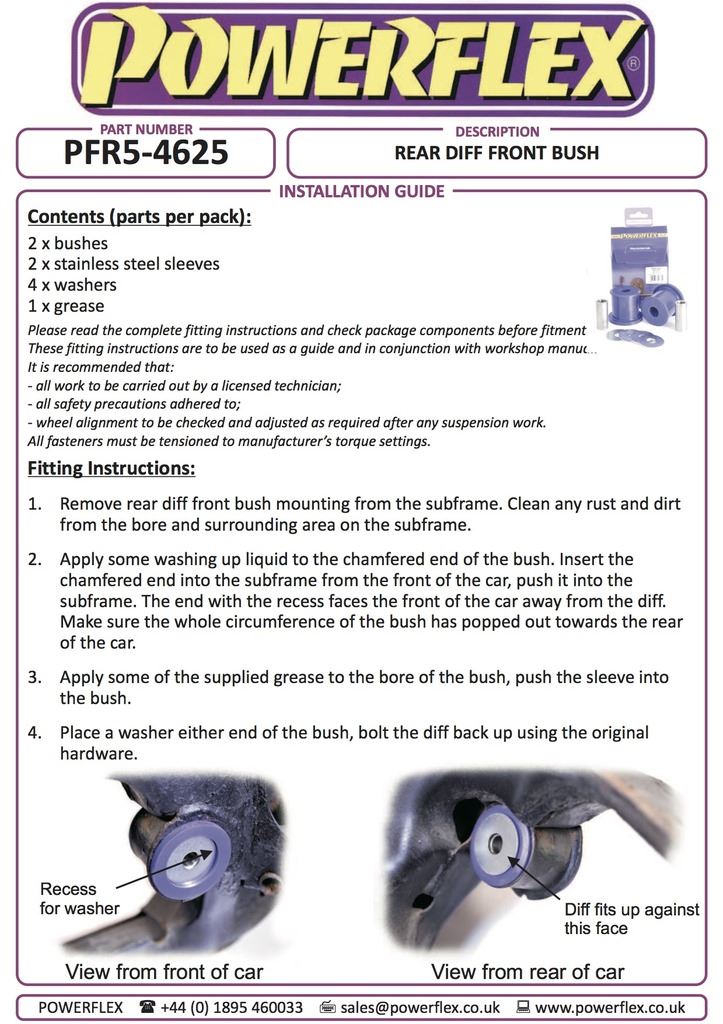 For BMW Z4 E85, E86 2003-2009 PowerFlex Black Series Rear Diff Front Bush