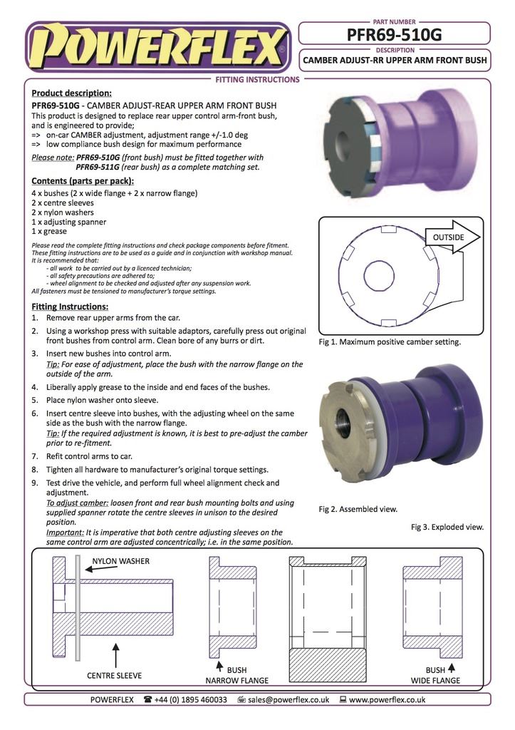 For Subaru Forester SH 05/08 on PowerFlex Rear Upper Arm Inner Front Bush